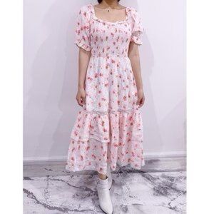 LoveShackFancy Pink Smocked Midi Sundress